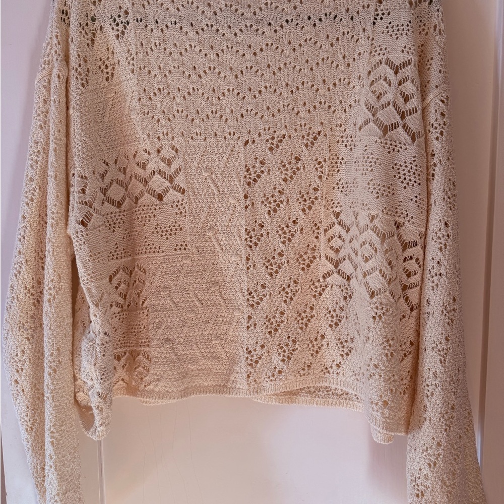 Zara Cream Knit Cardigan with Rhinestone Buttons NEVER WORN. Size XL. - Picture 2 of 6